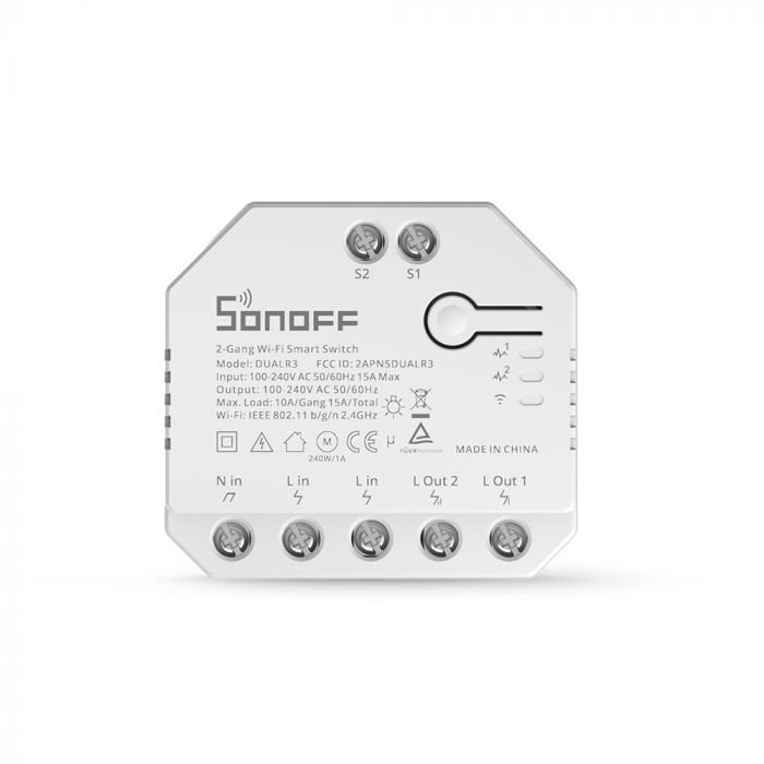 SONOFF DUALR3 2in/2out 智慧開關(2個接點輸入/2個繼電器輸出)含智慧電力監控WI-FI版、eWeLink-Remote版